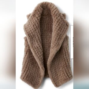 NWOT Soft Surroundings Faux Fur Draped Vest Taupe